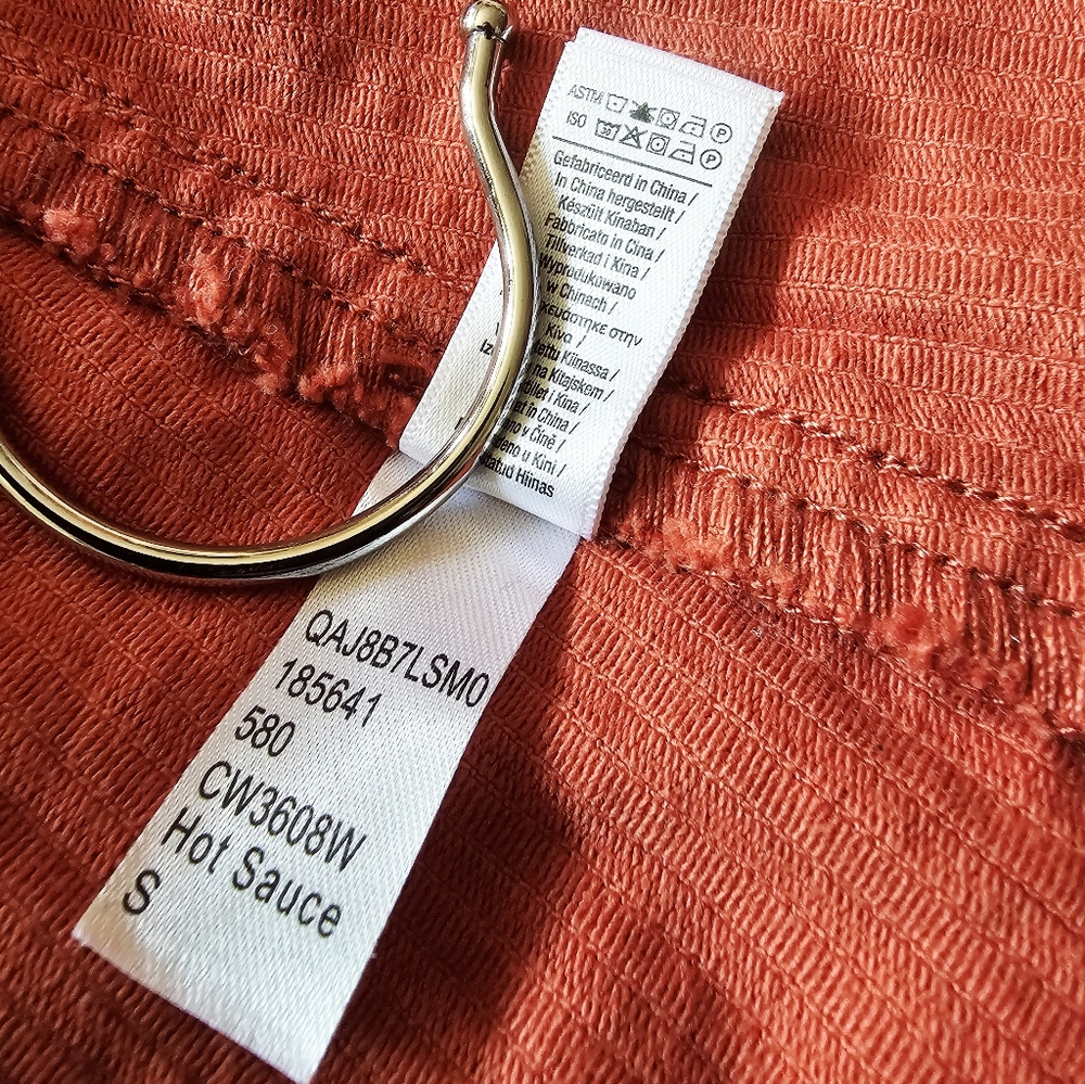 American Apparel Orange Corduroy Front Zip High Waist Mini Skirt - Picture 15 of 15
